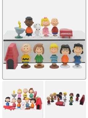 (Set of 12)New Mini Figures Snoopys Friends Play Toy Landscape Cake Decoration